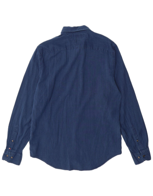 TOMMY HILFIGER Мужская рубашка New York Fit из хлопка среднего синего цвета