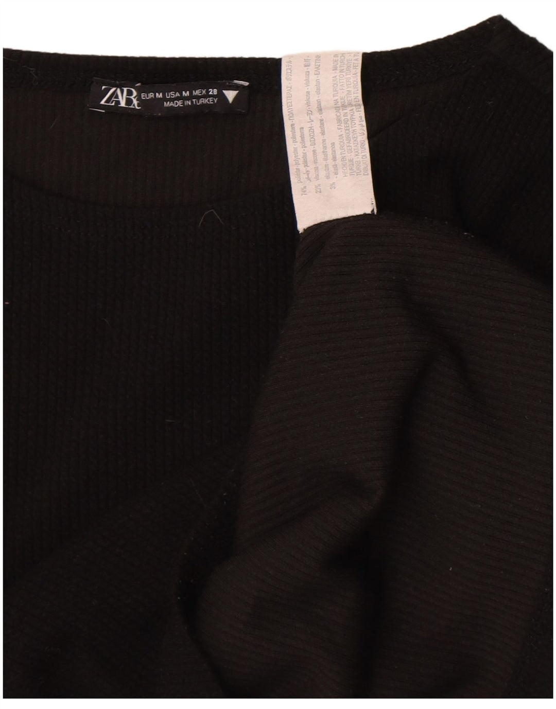 Женский укороченный топ Zara с длинным рукавом UK 12, средний черный полиэстер