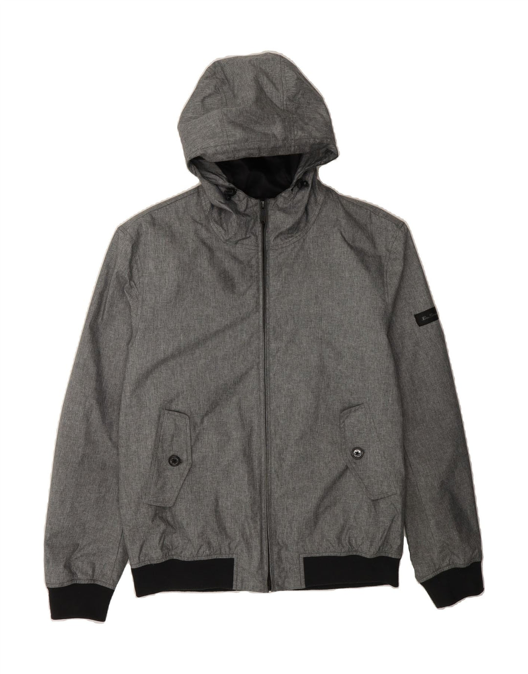 BEN SHERMAN Mens Hooded Bomber Jacket UK 40 Large Grey Polyester Vintage Ben Sherman and Second-Hand Ben Sherman from Messina Hembry 