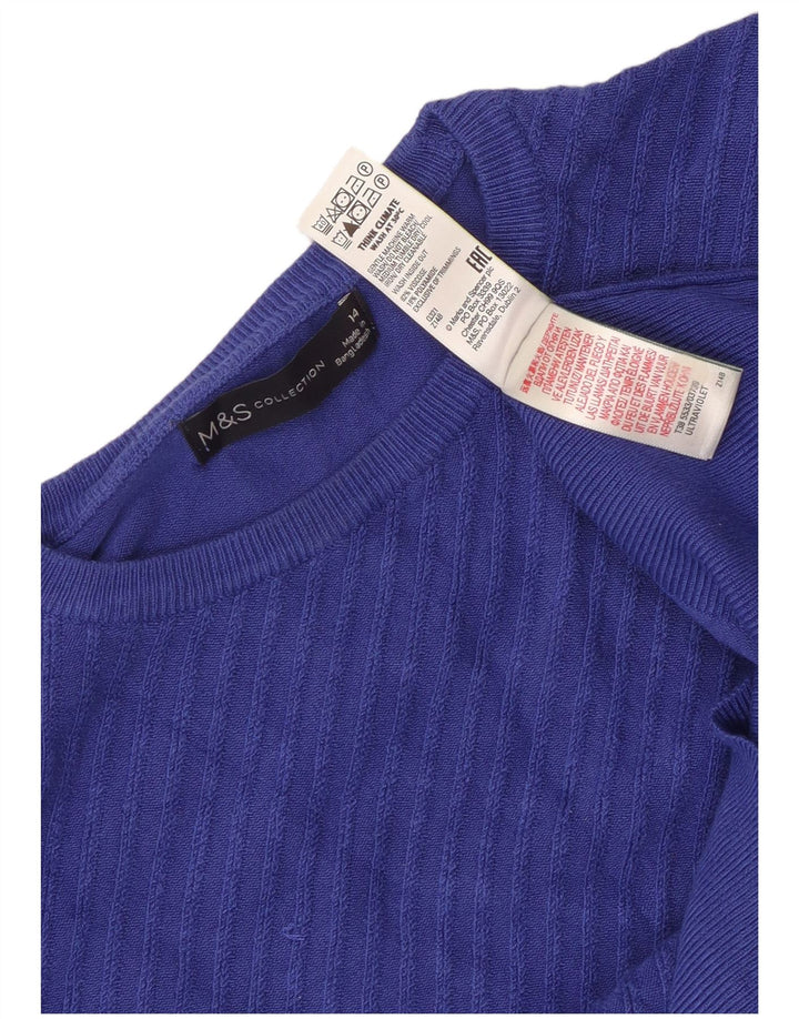 Женский укороченный джемпер с круглым вырезом Marks & Spencer UK 14, средний синий