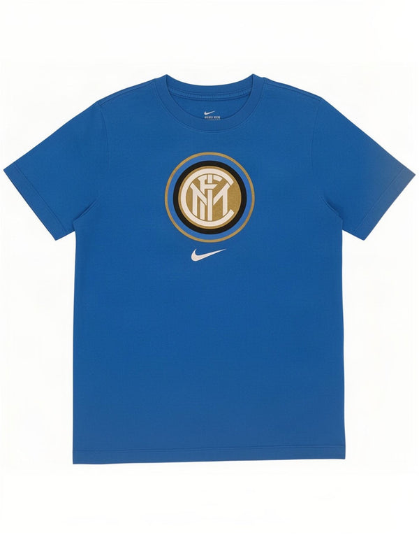 Футболка с рисунком Nike для мальчиков Inter Milan, топ 13–14 лет, синий хлопок, размер XL