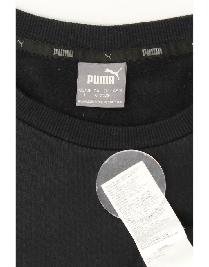 Мужской свитшот с рисунком Puma, большой черный хлопковый джемпер