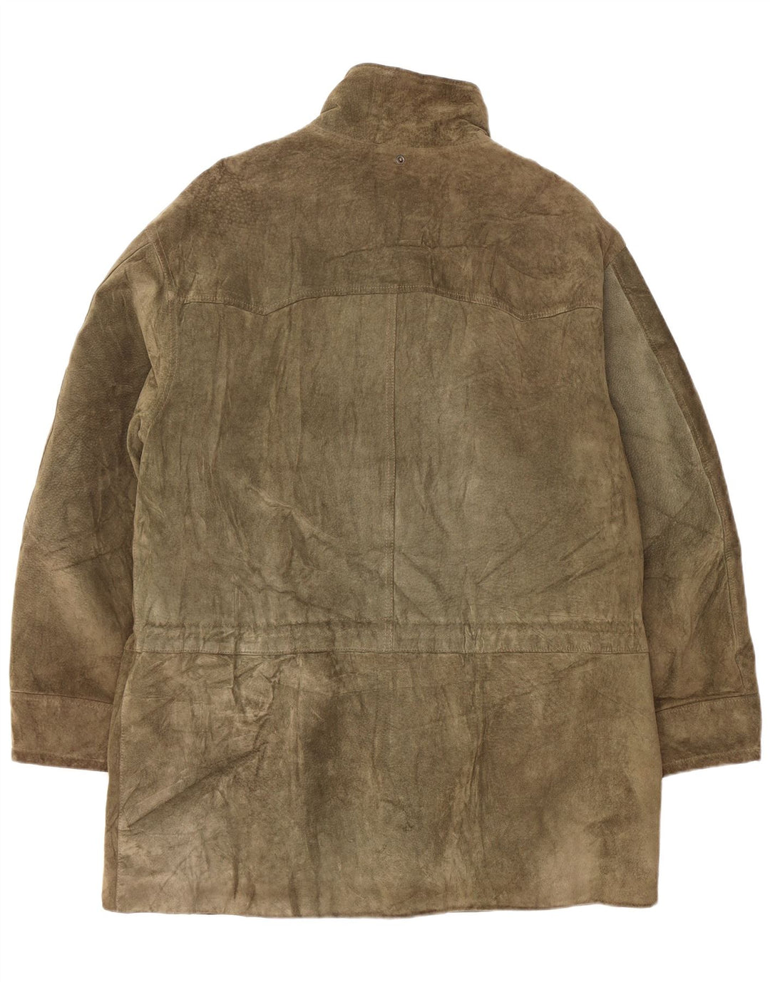 Винтажный женский замшевый дафлкот UK 42 XL, цвет хаки