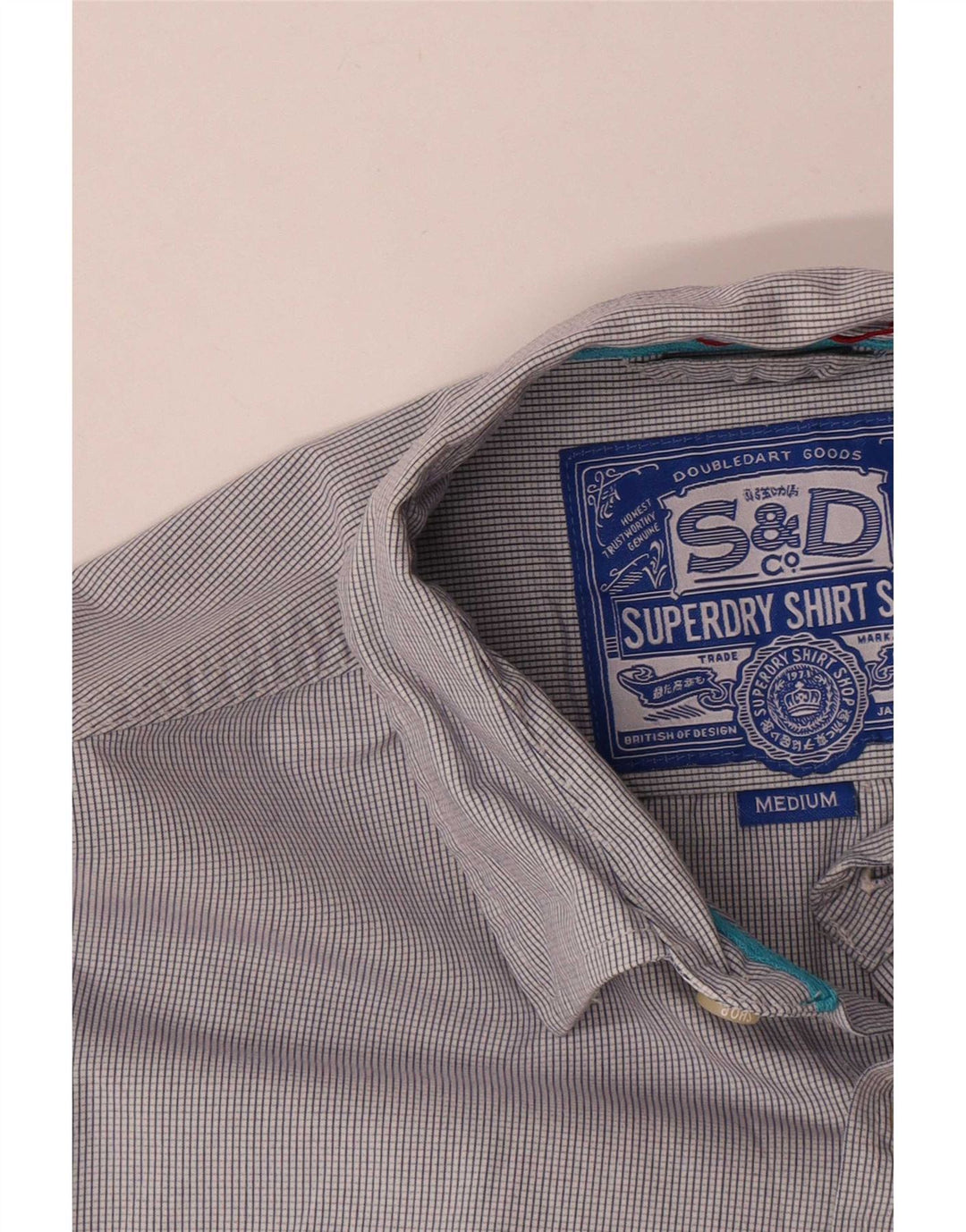 Мужская рубашка Superdry среднего серого цвета в мелкую клетку из хлопка