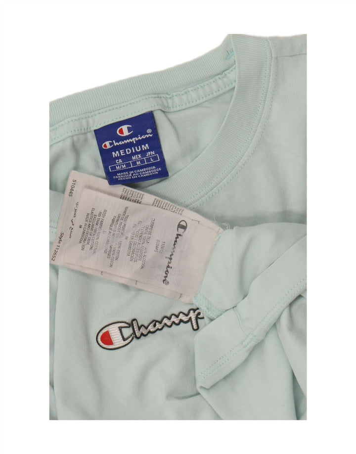 Женская укороченная футболка с рисунком CHAMPION Top UK 14, средний бирюзовый хлопок