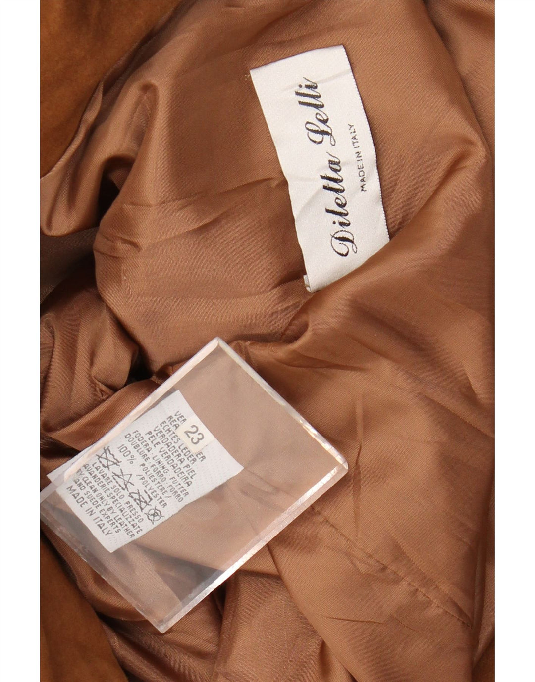 Женское замшевое пальто Diletta Lelli UK 20 2XL Коричневое кожаное
