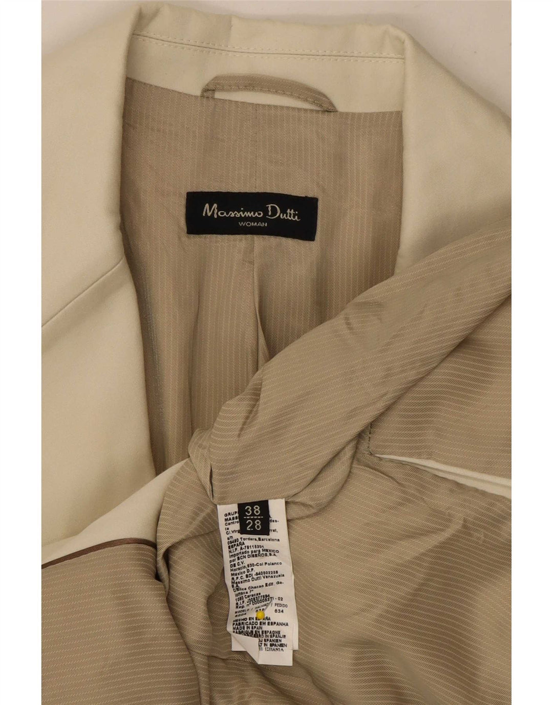 Мужской пиджак Massimo Dutti на 2 пуговицах, цвет ЕС 38, маленький, белый, хлопок