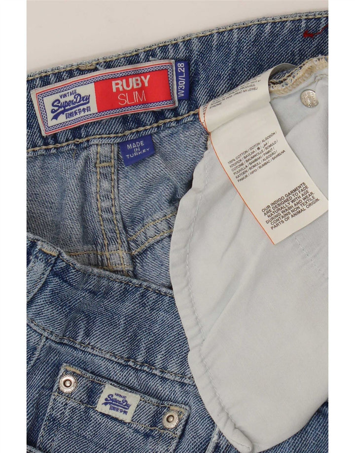 Женские укороченные узкие джинсы с рубиновой талией Superdry W30 L24, синий хлопок