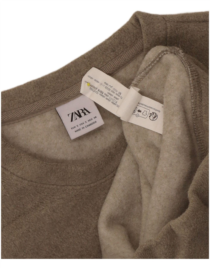 Мужской свитшот свободного кроя Zara, маленький бежевый полиэстер