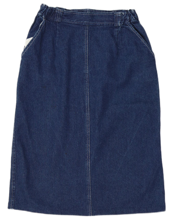 Винтажная женская джинсовая юбка с высокой талией EU 44 XL W31 Темно-синяя хлопковая