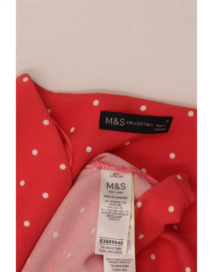 Женское платье свободного кроя Marks & Spencer UK 16 Большой розовый полиэстер в крапинку