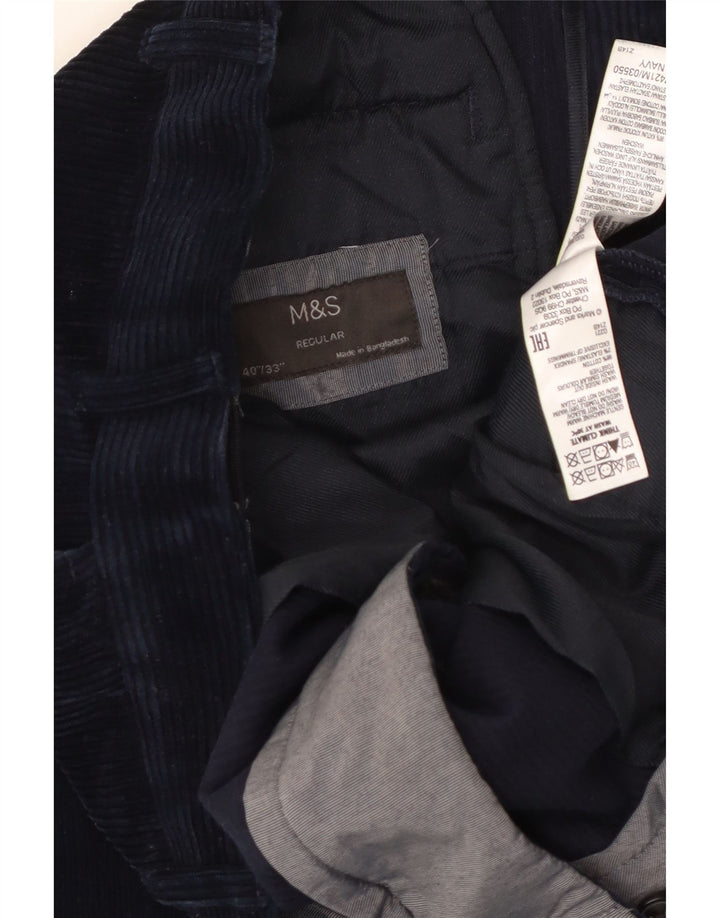 MARKS & SPENCER Мужские вельветовые брюки стандартного кроя W40 L33 Темно-синие