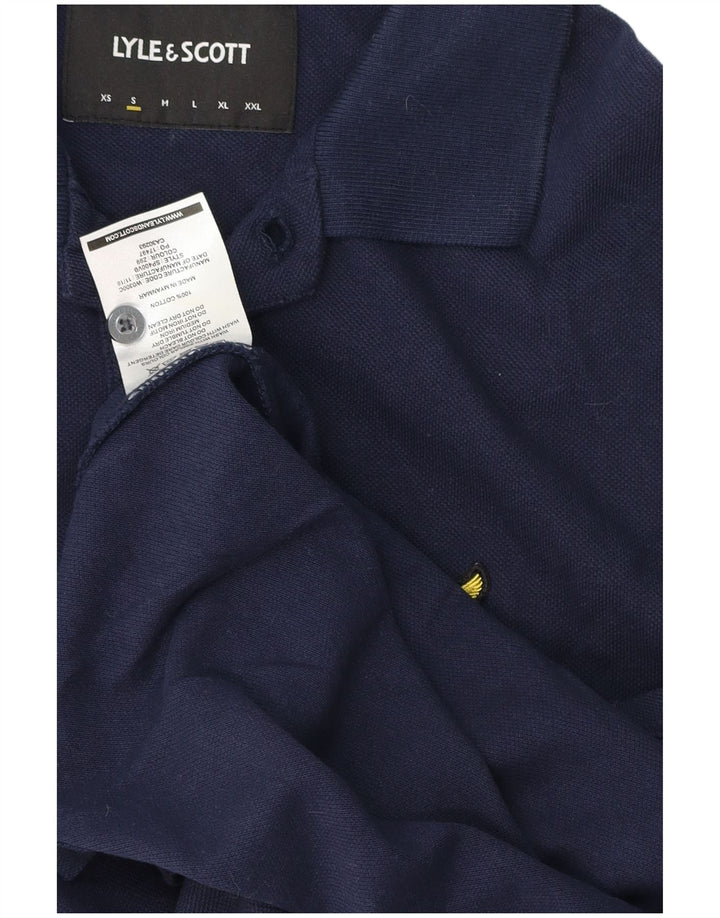 Мужская рубашка-поло Lyle & Scott, маленькая, темно-синяя, хлопковая