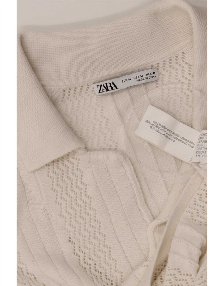 Мужская рубашка с коротким рукавом Zara, средний белый хлопок, хлопок