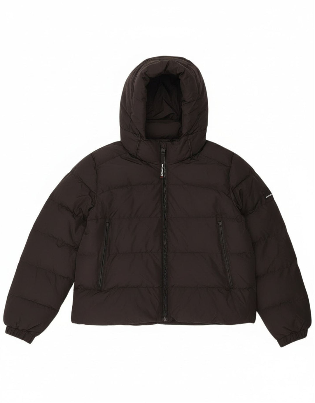 Женская укороченная стеганая куртка с капюшоном Superdry UK 16, большой черный полиэстер