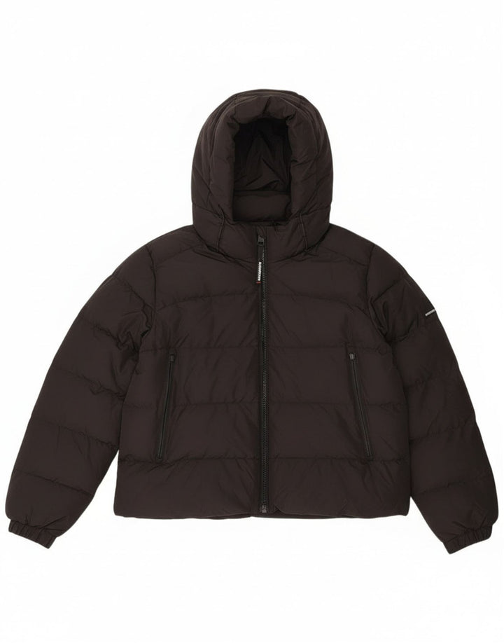 Женская укороченная стеганая куртка с капюшоном Superdry UK 16, большой черный полиэстер