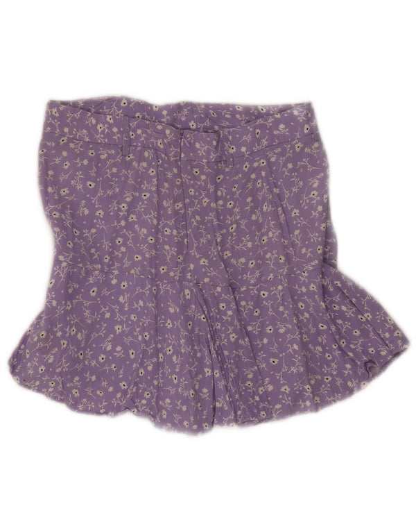 Женская мини-юбка Zara Medium W28 из вискозы фиолетового цвета с цветочным принтом