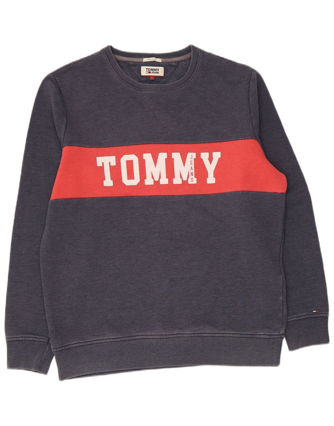 Мужской свитер Tommy Hilfiger, большой темно-синий с цветными блоками