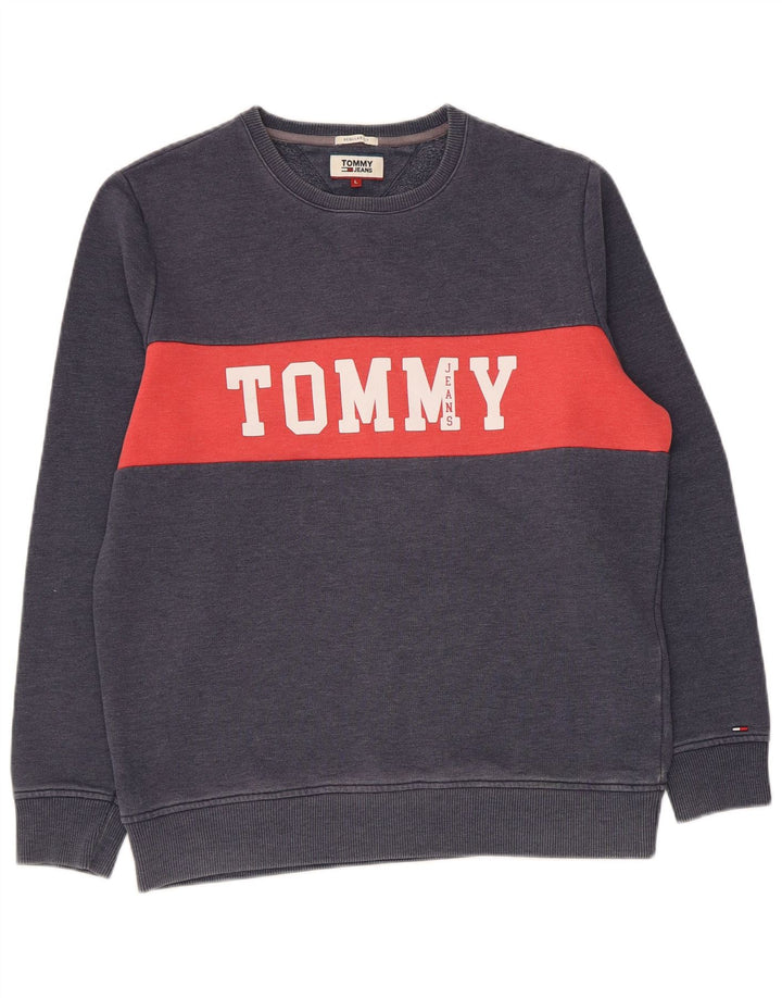Мужской свитер Tommy Hilfiger, большой темно-синий с цветными блоками