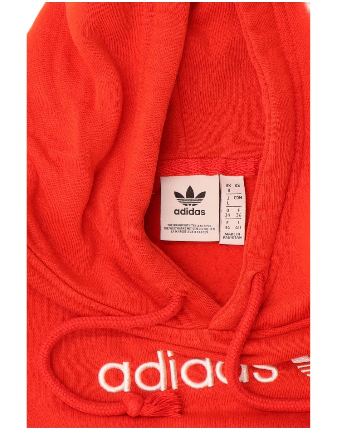Женский джемпер с капюшоном ADIDAS, размер UK 8, маленький, красный, хлопок