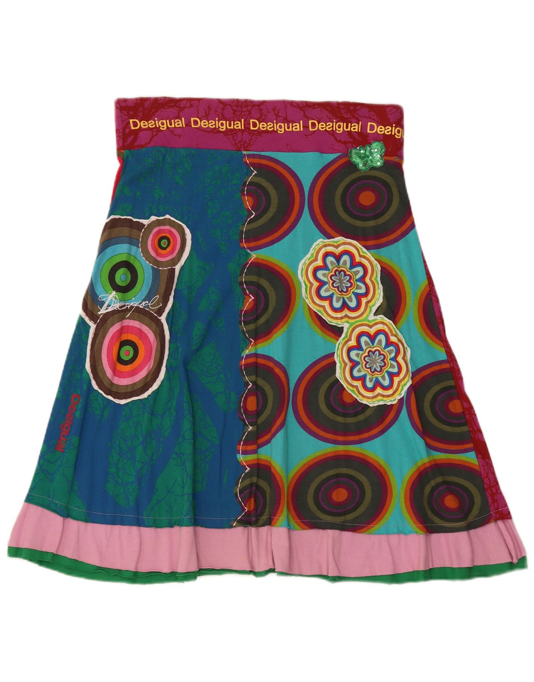 Женская юбка-трапеция Desigual Medium W30, разноцветный хлопок с геометрическим рисунком