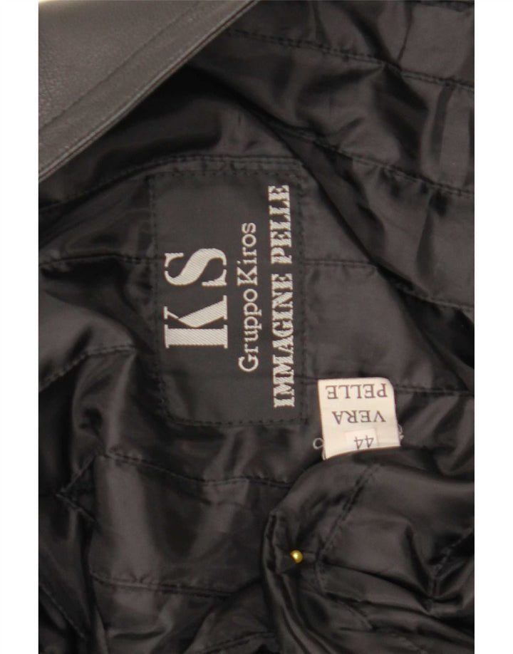 Kiros Женское кожаное пальто оверсайз IT 44 Medium Black Leather