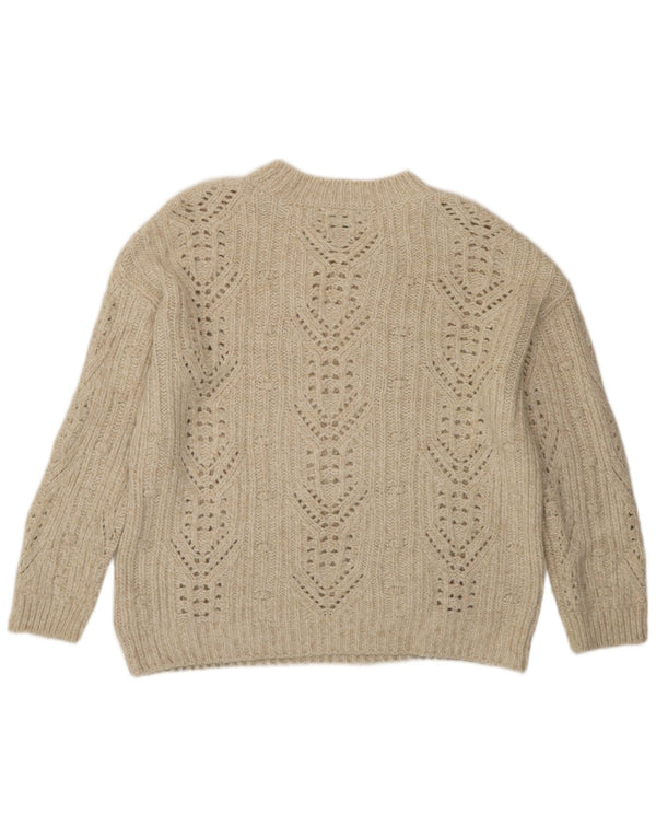 Женский джемпер с круглым вырезом Massimo Dutti UK 16, большой Off White