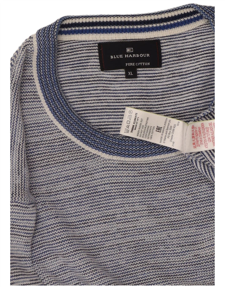 Мужской синий джемпер с круглым вырезом Marks & Spencer Harbour XL, синий в крапинку