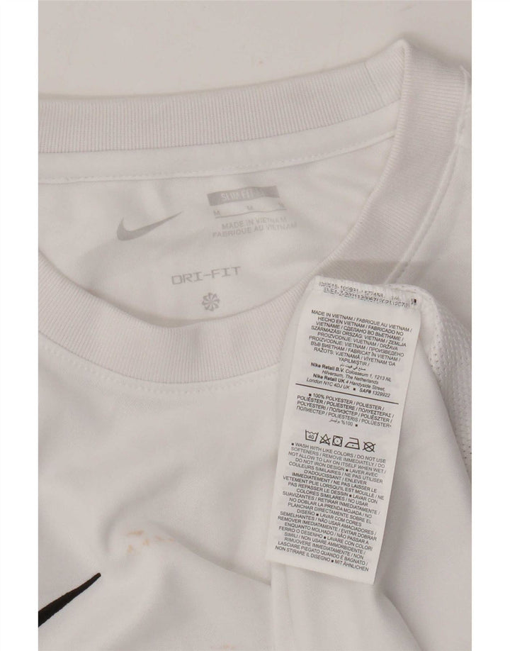 Мужская футболка Nike Dri Fit Slim, верх из белого полиэстера среднего размера