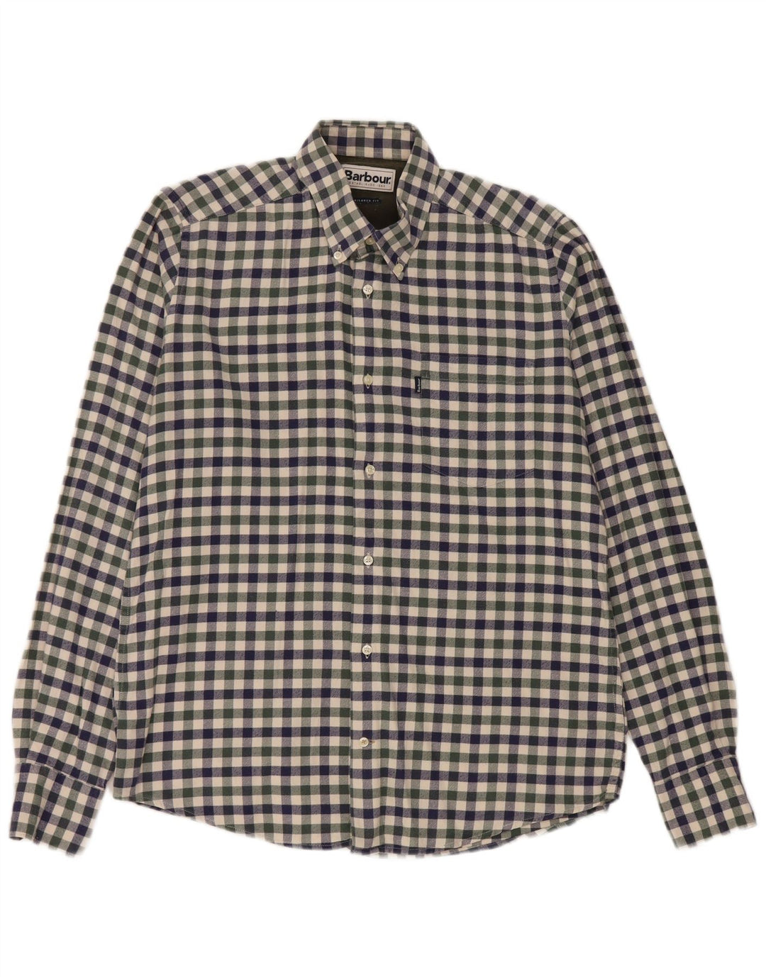 Мужская фланелевая рубашка Barbour, синяя, хлопковая в мелкую клетку