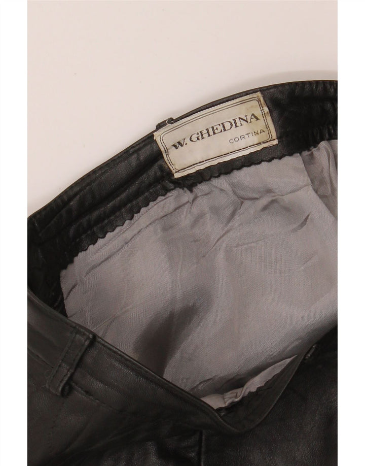 VINTAGE Womens Straight Leather Trousers W26 L29 Black Vintage Vintage and Second-Hand Vintage from Messina Hembry 
