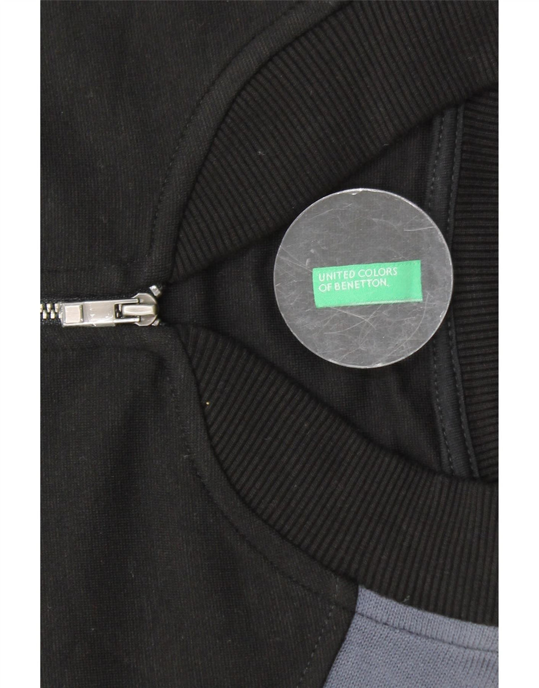 Женский укороченный спортивный костюм BENETTON, верхняя куртка UK 16, большой черный цвет с цветными блоками