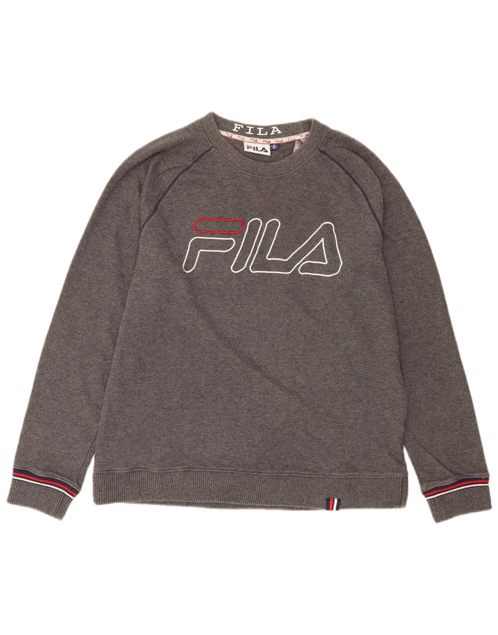 Fila Мужской свитшот с рисунком, хлопковый джемпер среднего серого цвета