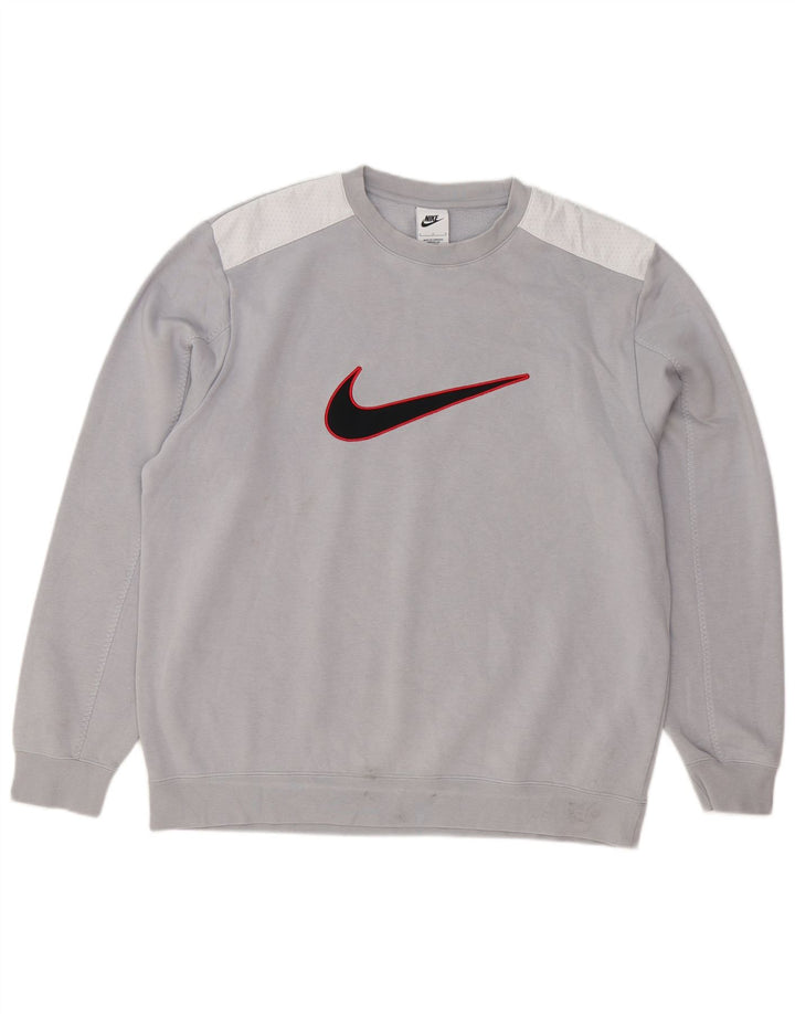 Мужской свитшот с рисунком Nike, большой серый полиэстер с цветными блоками