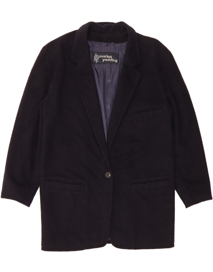 MARINA YACHTING Womens 1 Button Blazer Jacket IT 46 Large Navy Blue Wool Vintage Marina Yachting and Second-Hand Marina Yachting from Messina Hembry 
