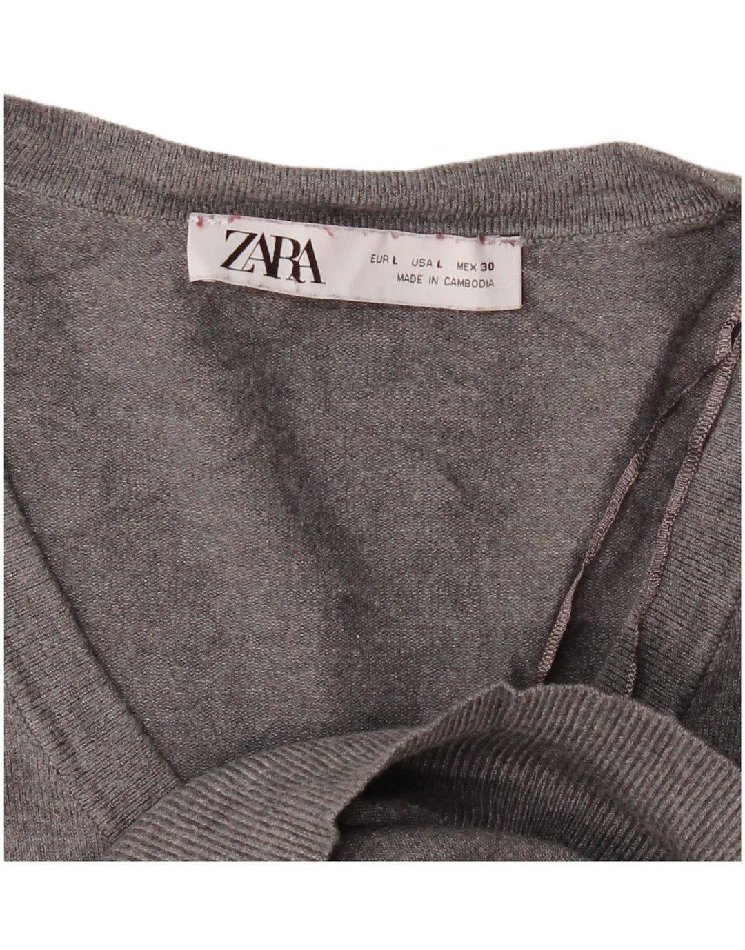 Женский джемпер с v-образным вырезом Zara UK 16, большой серый цвет