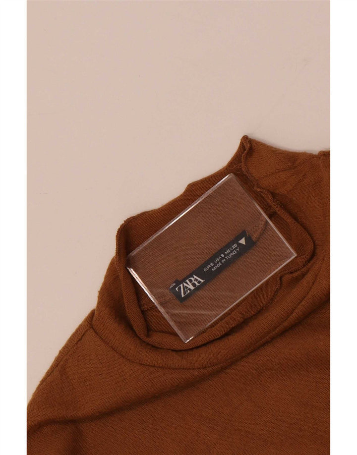Женский укороченный топ Zara с длинным рукавом UK 8, маленький коричневый