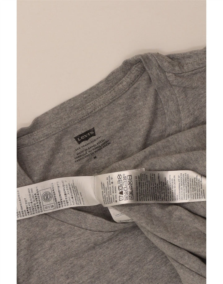 Мужская футболка с рисунком Levi's, хлопковый топ среднего серого цвета с крапинками