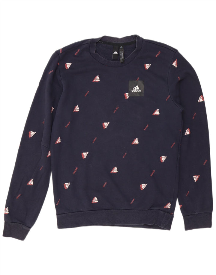 Мужской свитшот ADIDAS с графическим рисунком, маленький, темно-синий