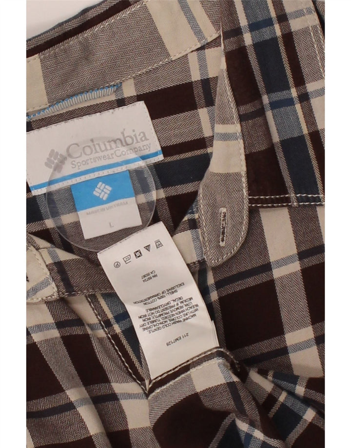 COLUMBIA Mens Shirt Large Brown Check Cotton Vintage Columbia and Second-Hand Columbia from Messina Hembry 