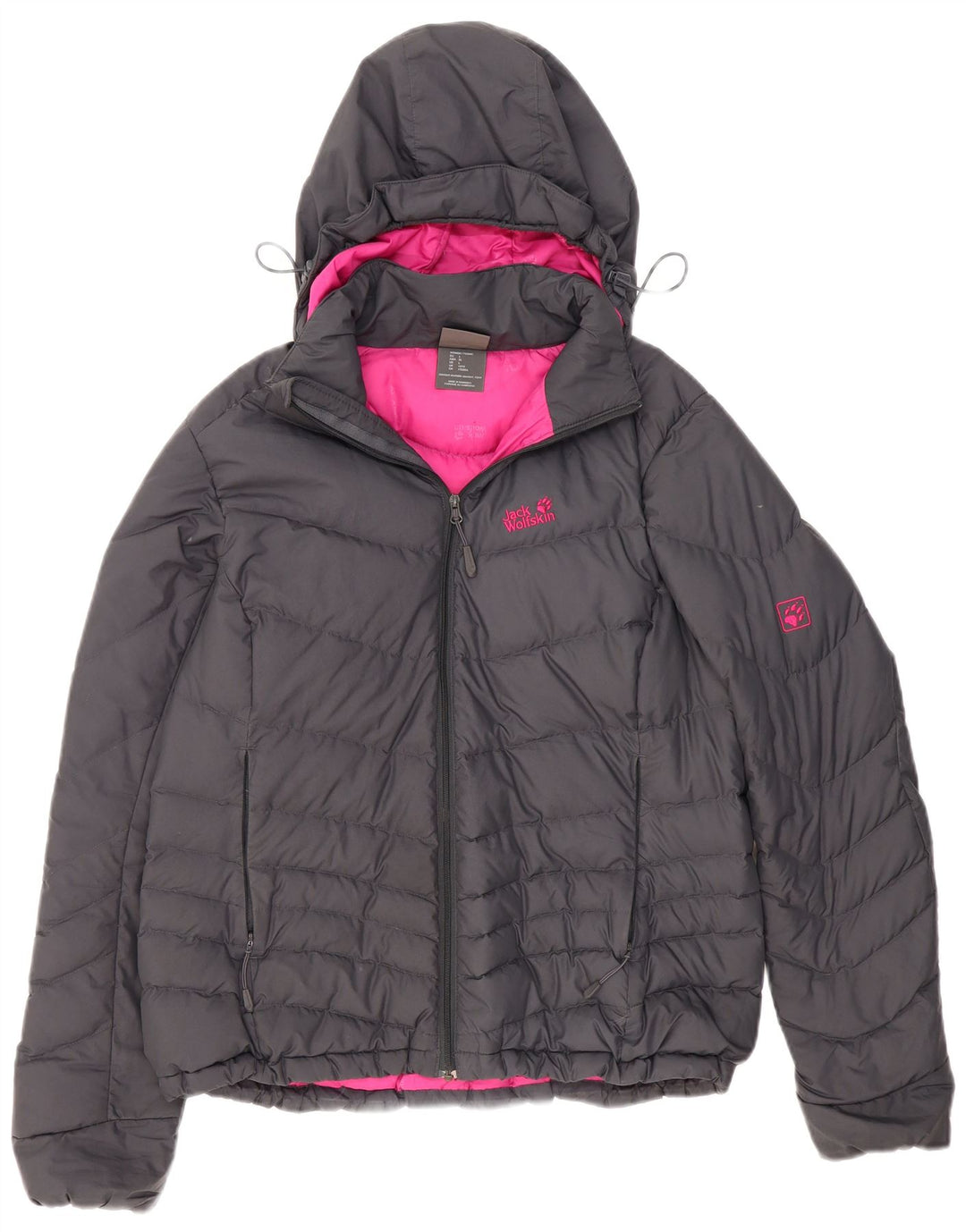 Jack Wolfskin Женская стандартная стеганая куртка с капюшоном UK 16, большая серая