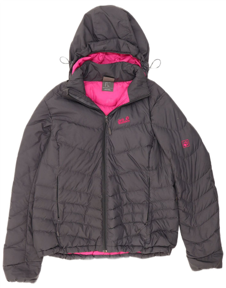 Jack Wolfskin Женская стандартная стеганая куртка с капюшоном UK 16, большая серая