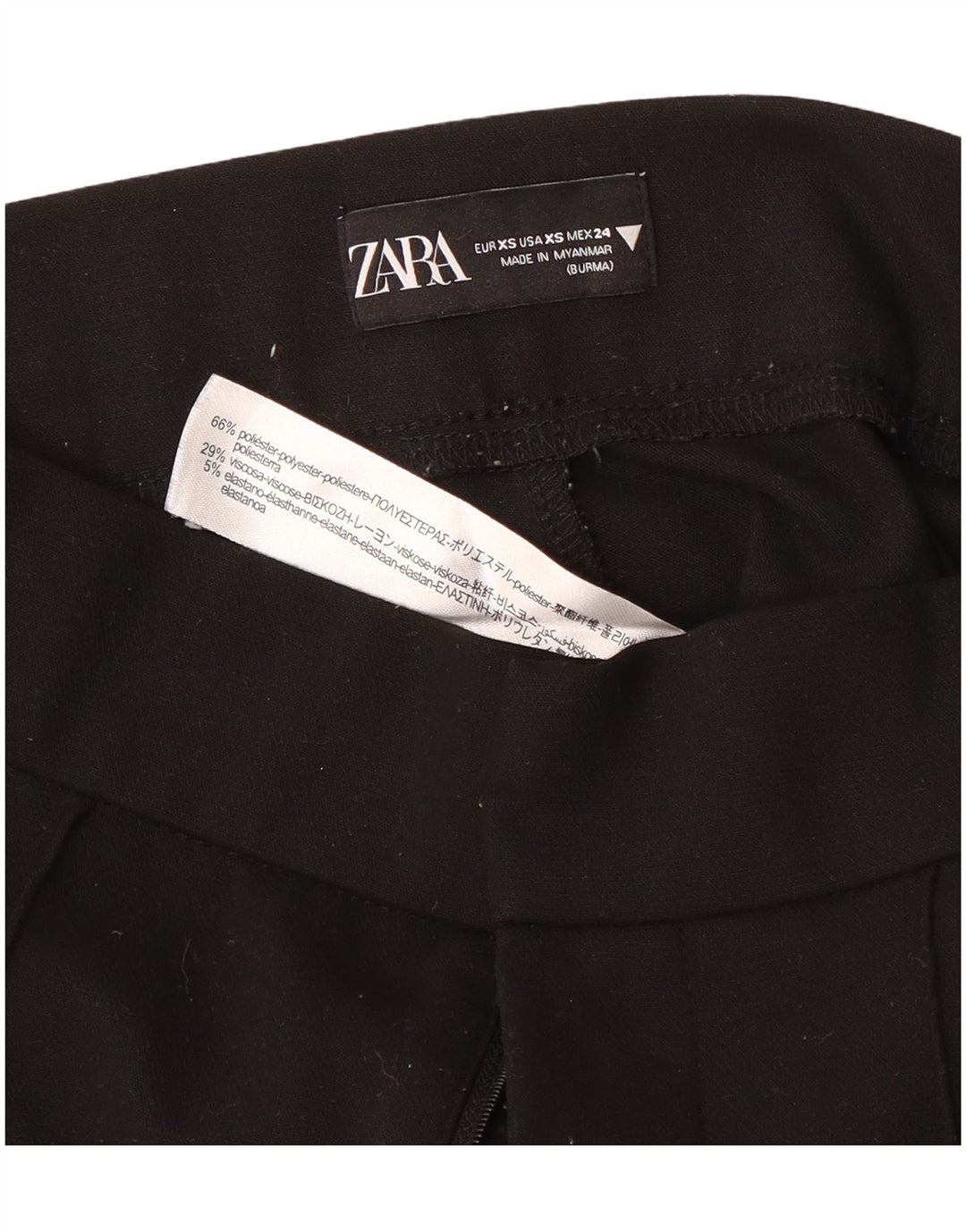 ZARA Женские брюки Bootcut XS W24 L27, черный полиэстер