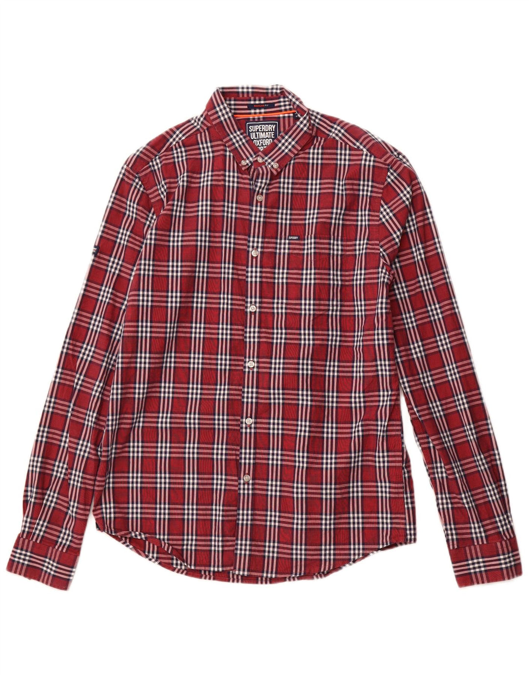 SUPERDRY Мужская рубашка стандартного кроя, большая хлопковая бордовая клетка