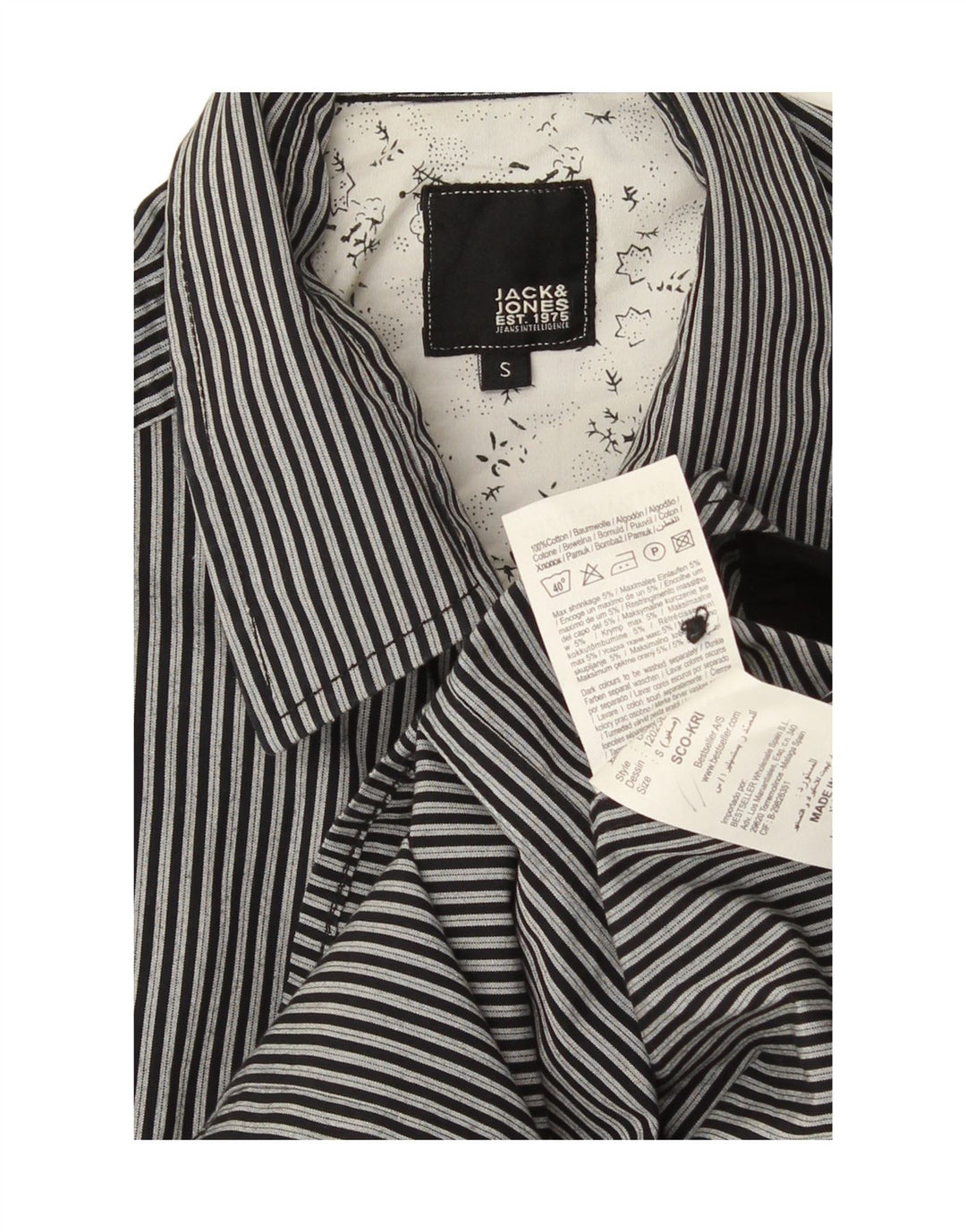 Мужская рубашка с рисунком Jack & Jones, маленькая черная хлопковая полоска