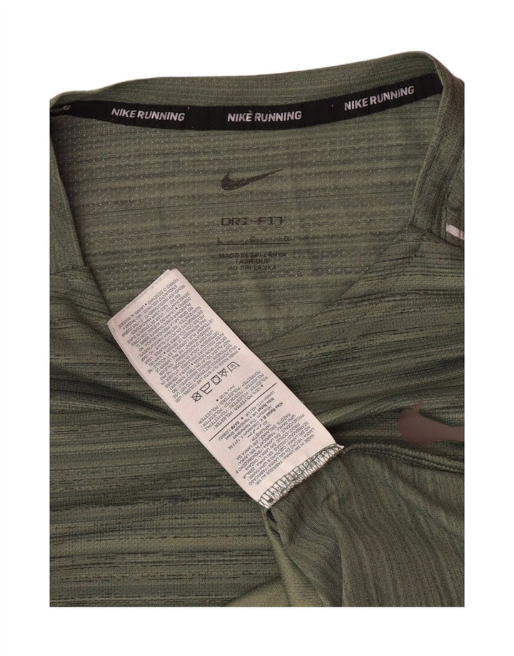 Мужская футболка Nike Dri Fit из полиэстера с большой зеленой полоской