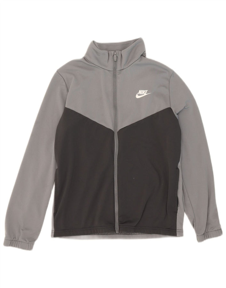 Спортивный костюм Nike для мальчиков с графическим рисунком, куртка 13–14 лет, XL, серая с цветными блоками
