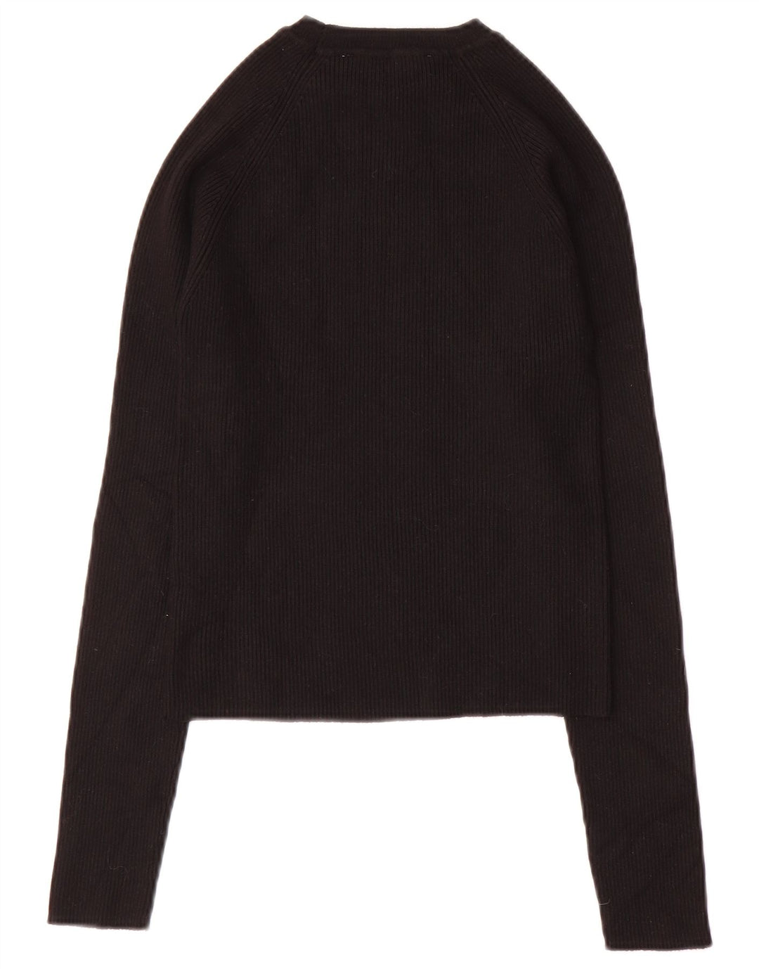Женский укороченный топ Zara UK 12 с длинным рукавом, средний черный, вискоза