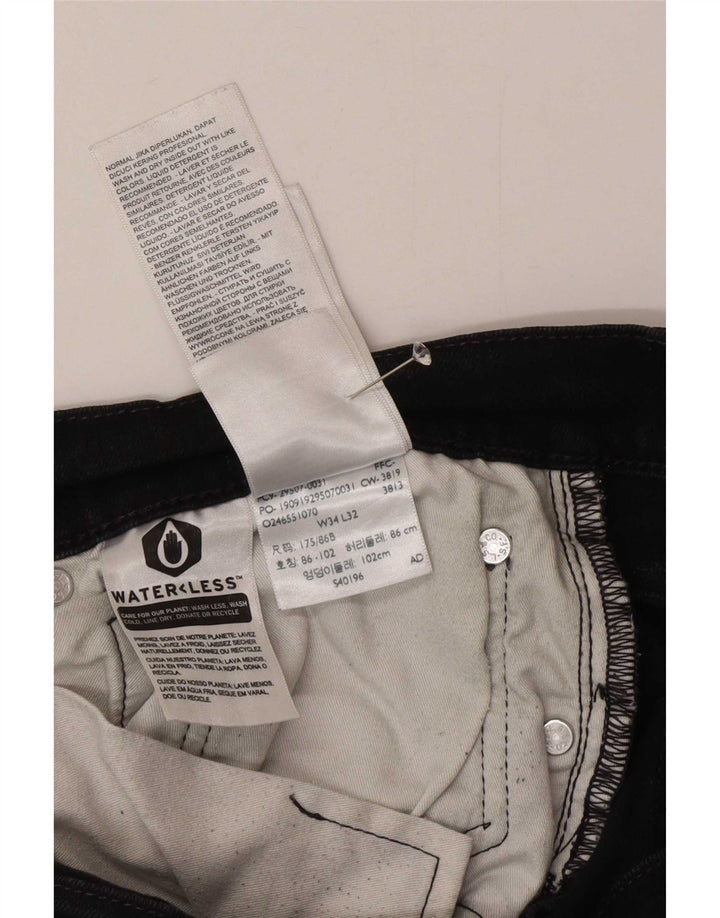 Levi's Mens 502 Tapered Jeans W34 L32 Black Cotton