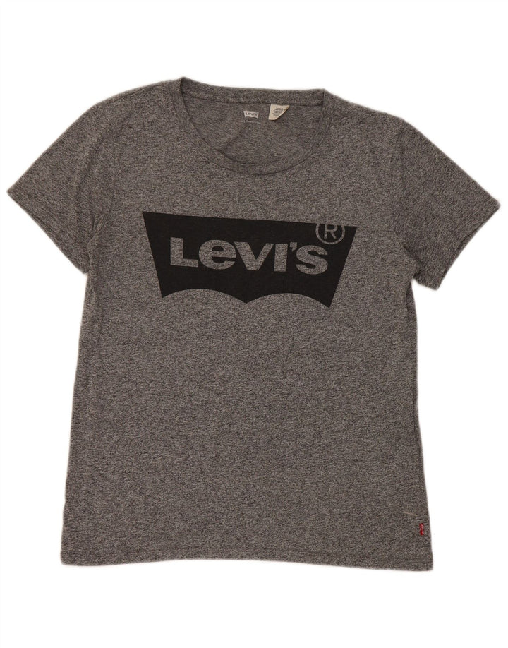 Женская футболка с рисунком Levi's Top UK 10, маленький серый полиэстер с крапинками